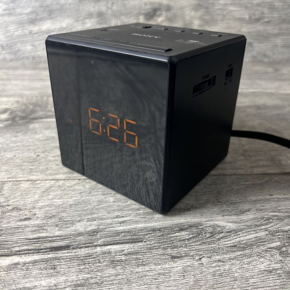 Sony Dream Machine ICF-C1 Black Cube AM/FM Alarm Clock Radio Amber LED Display